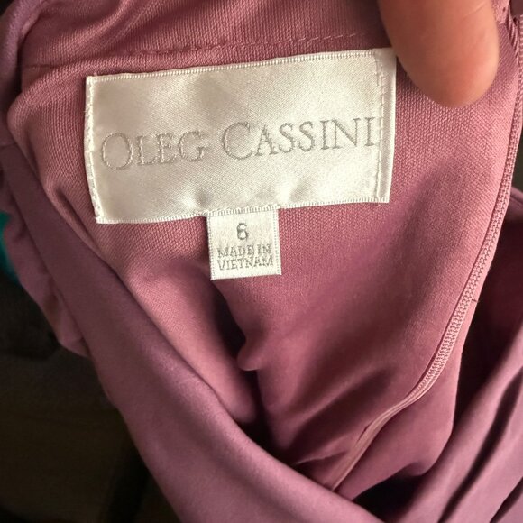 Oleg Cassini Mauve Sheath Dress Size 6 With Ruched Wrap Design & 3/4 Sleeves - Picture 5 of 6